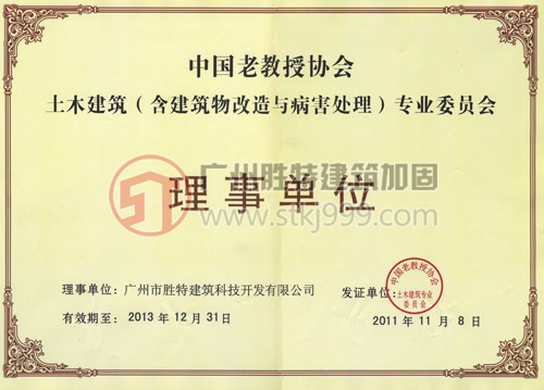 中國老教授協(xié)會(huì)土木建筑（含病害處理）專業(yè)委員會(huì)理事單位